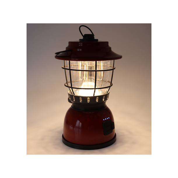 Osean Campinglykt m/ powerbank. Rd / Svart - 2 farger LED - Oppladbar