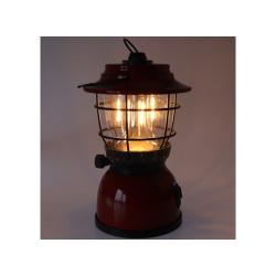 Osean Campinglykt m/ powerbank. Rd / Svart - 2 farger LED - Oppladbar