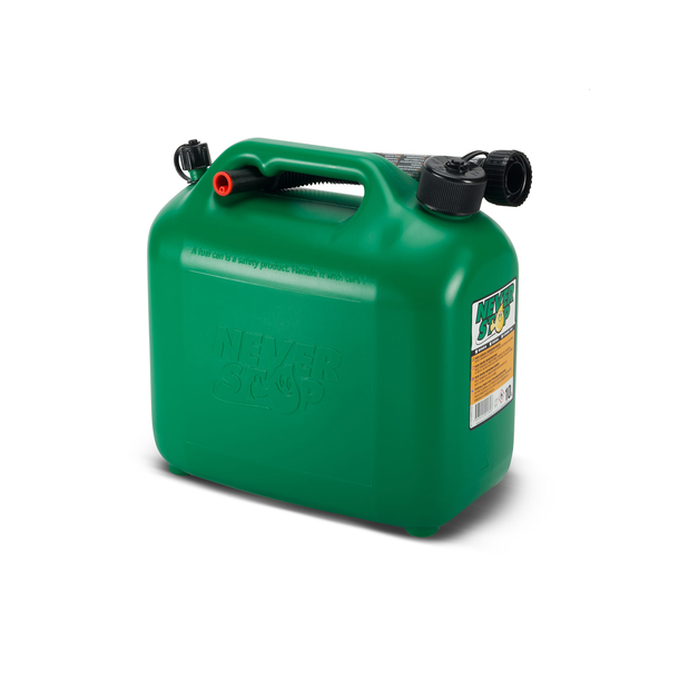 Never Stop Bensinkanne - Grnn Plast - 10 Liter- Auto stop helletut