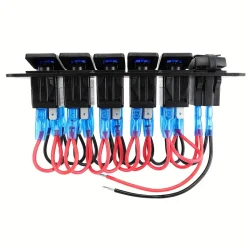 7-bryter Bryter Aluminiumspanel med Voltmeter &amp; Dobbelt USB (4.2 Amps) Hurtiglading