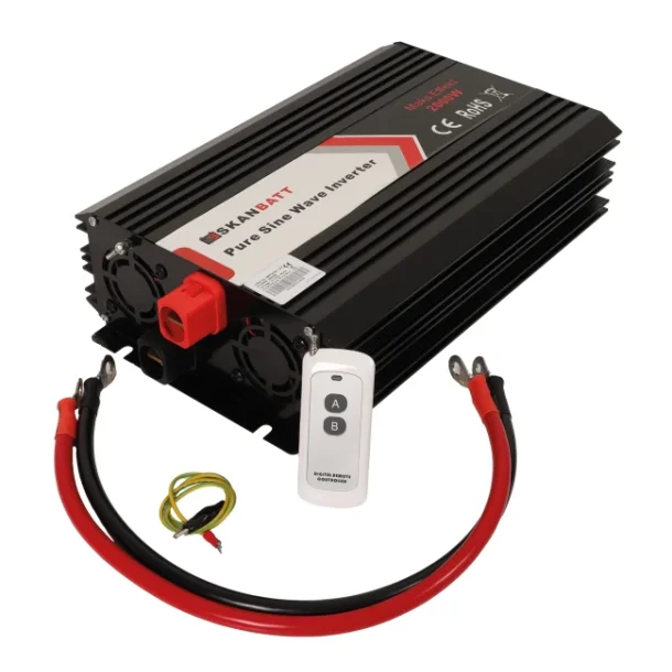 Inverter 12V 2000W (4000W) m/Trdls Fjernkontroll Ren Sinus