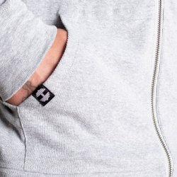 Light Zip Hoodie, Light Grey Melange