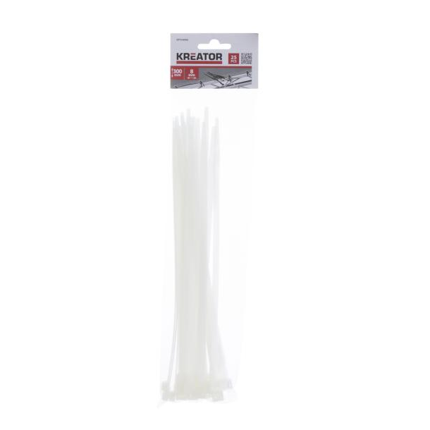 Kabelstrips hvite 19cm x 50stk