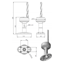DAB+ Antenne DIN med Brakett 6m Kabel