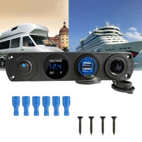 12V Bil sigarettenneruttak Dobbel USB-port Lader Voltmeter Panel Bt/bil