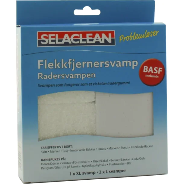 Selaclean Flekkfjernersvamp Melaminsvamp Fjerner flekker Fungerer som et viskelr