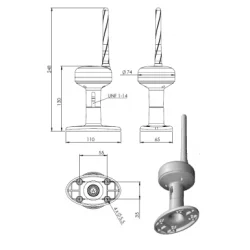DAB+ Antenne SMB med Brakett 6m Kabel