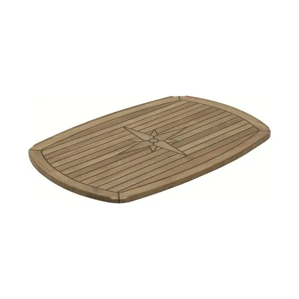 Bordplate Teak Nautic Star Ellipse 58x93cm Teak p plywoodkjerne 93x58 og 70x50 cm Slingrekant