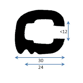 PVC Fenderlist C1560A Sort 12m