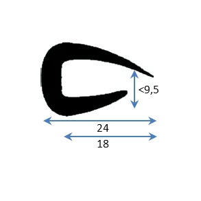PVC Fenderlist C1548D Sort 12m
