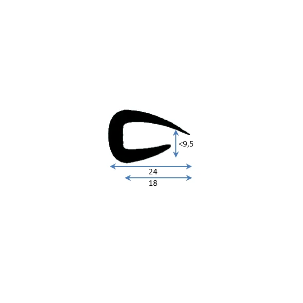 PVC Fenderlist C1548D Sort 12m