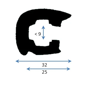 PVC Fenderlist C1544B Sort 12m