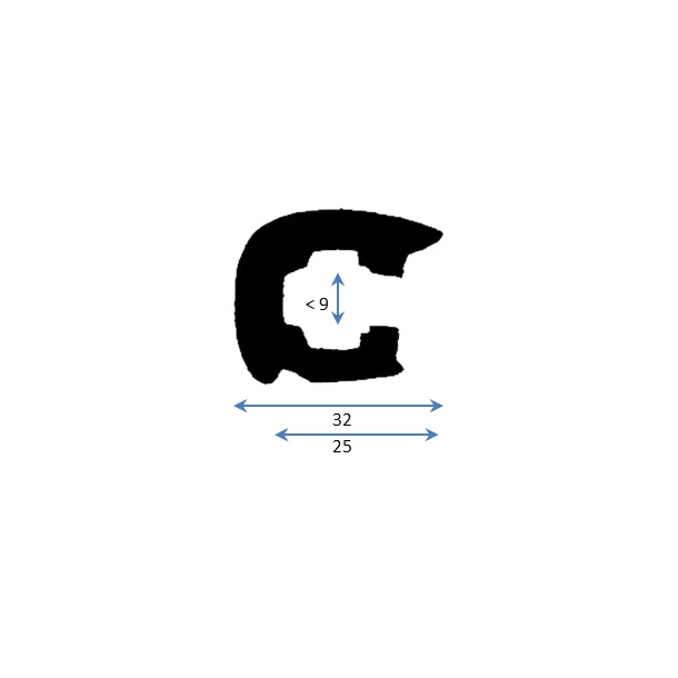 PVC Fenderlist C1544B Sort 12m