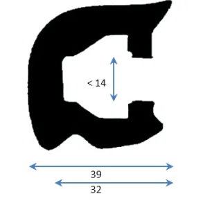 PVC Fenderlist C1544D Sort 18m