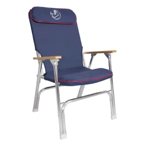 Dekkstol Aluminium polstret Bl m. rde kanter