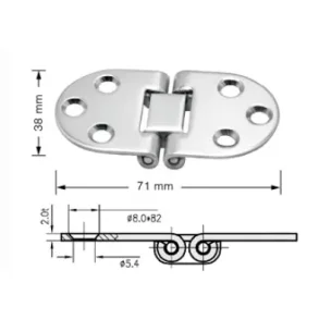 Hengsel Flush 71x38mm Syrefast
