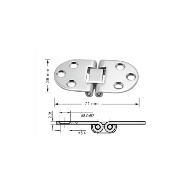 Hengsel Flush 71x38mm Syrefast