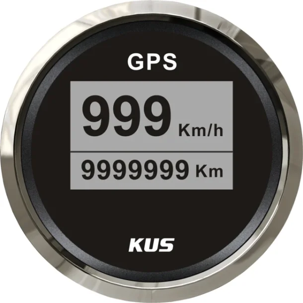 Kus digital fartsmler m/tripteller GPS 52mm sort/rustfritt