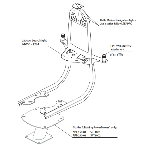 Scanstrut SC118- trn for lanterne, lyskaster, VHF- og GPS-antenner