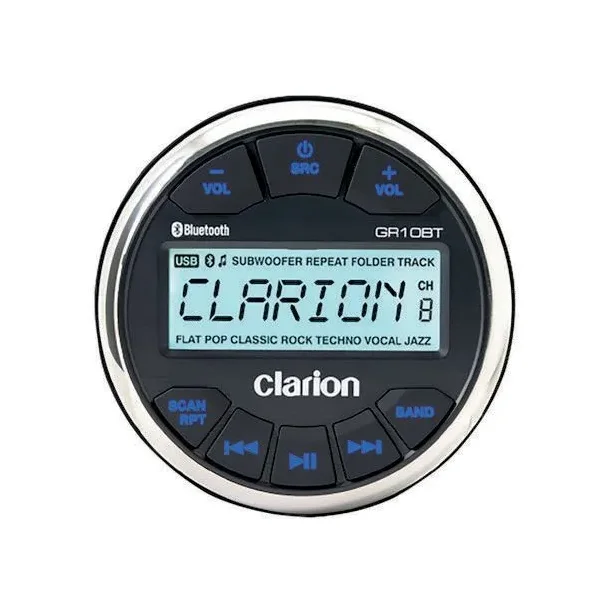 Clarion Marine Radio Bluetooth USB, FM Aux Input IPX5 front