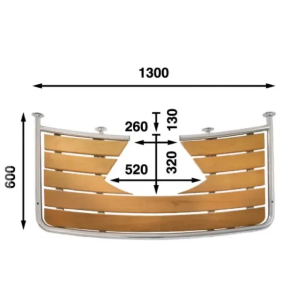 Btsystem Badeplattform Seilbt PR1306030 For utenpliggende ror Universalbeslag BxD: 1300 x 600 mm