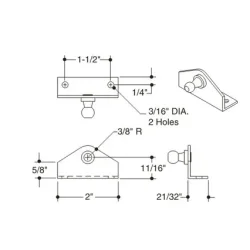 Attwood Beslag Gassdemper vinklet Lav 