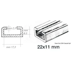 Glideskinne Aluminium 22x11mm-1m