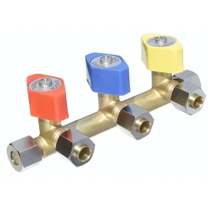 Gaslox 3-veis Kran 8mm m/Mutterkoplinger 