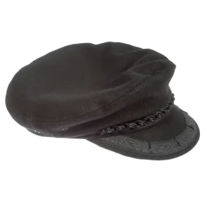 Skipslue sort med ullbrem