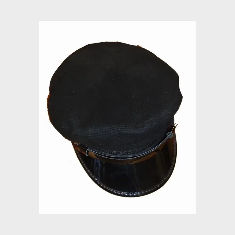 Skipslue sort med blank brem 