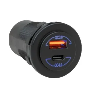 USB-C / USB-A uttak med lys 8-32V