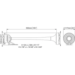 Trompethorn m/Kompressor enkelt krom Messing 12V