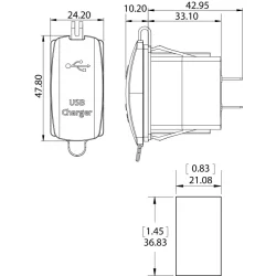  USB-uttak dobbelt for bryterpanel