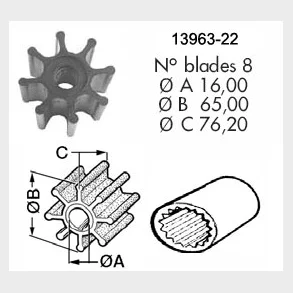 Impeller Volvo Penta V8/3.0/4.3/5.0/5.7/5.8/7.4 Uoriginal impeller Volvo Penta Tilsvarer 835512/3854
