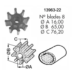 Impeller Volvo Penta V8/3.0/4.3/5.0/5.7/5.8/7.4 Uoriginal impeller Volvo Penta Tilsvarer 835512/3854