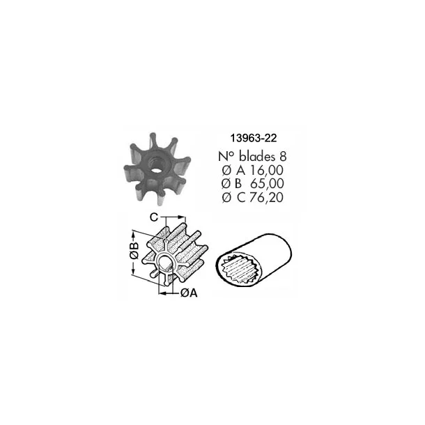 Impeller 105 Volvo D40/61/62/70/71/100/102/12/121/122 Volvo Penta D40/61/62/70/71 D100/102/120/121/1