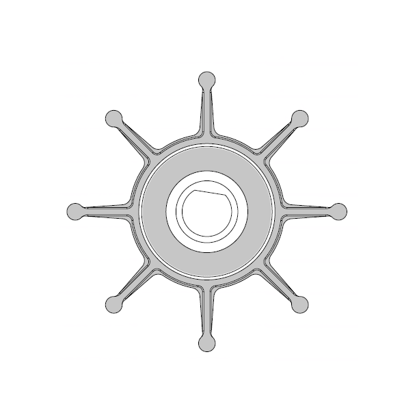 JP Impeller for Oljeskiftepumpe For Johnson F3B-19 : 45,2 mm / Bredde: 12,8 mm