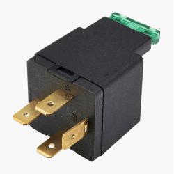 Lysrel, 4-polet, 12V, 30A, med sikring