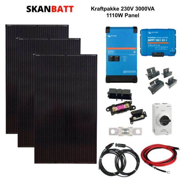 VICTRON Kraftpakke 230V 3000VA - 1110W (3x370W) Solceller