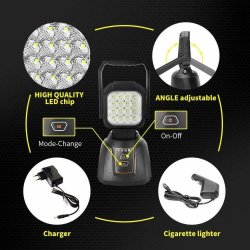 48W 16 Led oppladbar inspeksjon Vanntett utendrs ndlyslampe